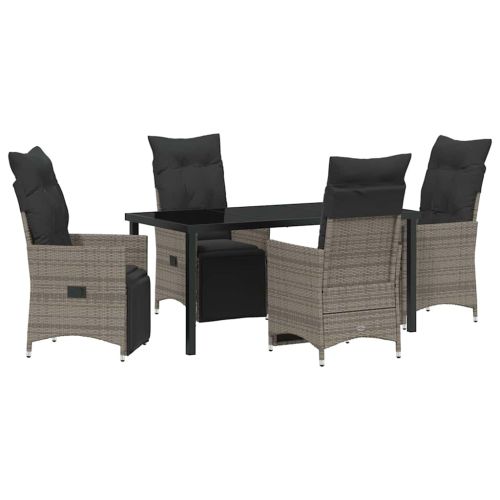 Комплект за хранене в градината 5 pcs Сив полиратан