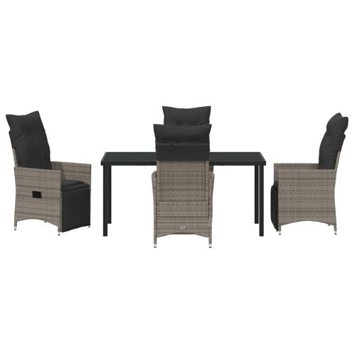 Комплект за хранене в градината 5 pcs Сив полиратан