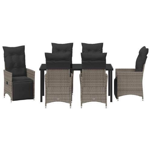 Комплект за хранене в градината 7 pcs Сив полиратан