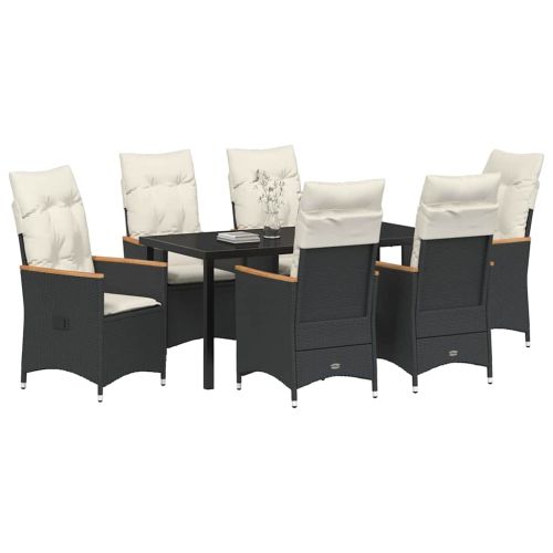Комплект за хранене в градината 7 pcs Черно полиратан