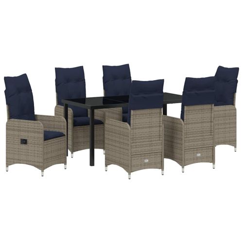 Комплект за хранене в градината 7 pcs Черно полиратан