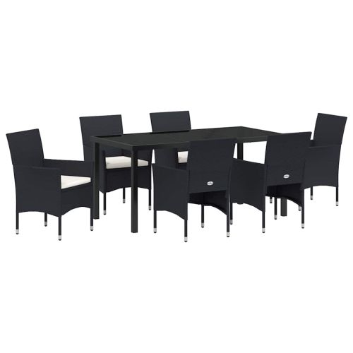 Комплект за хранене в градината 7 pcs Черно полиратан