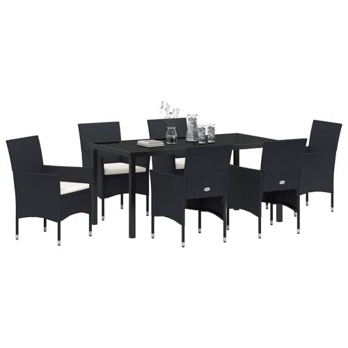 Комплект за хранене в градината 7 pcs Черно полиратан