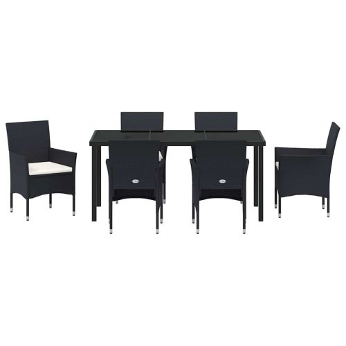 Комплект за хранене в градината 7 pcs Черно полиратан