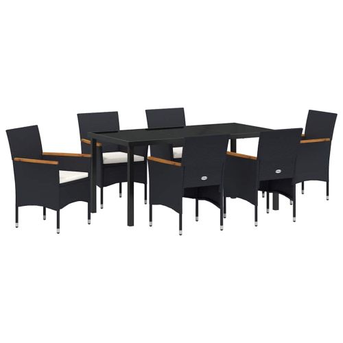 Комплект за хранене в градината 7 pcs Черно полиратан