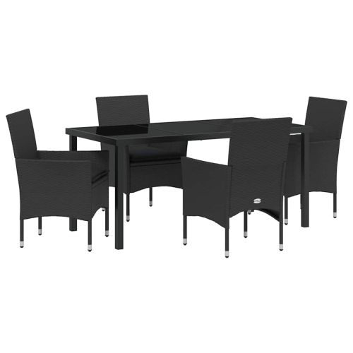 Комплект за хранене в градината 5 pcs Черно полиратан