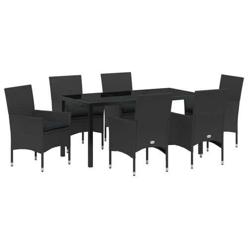 Комплект за хранене в градината 7 pcs Черно полиратан