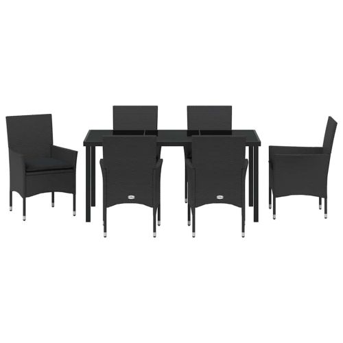 Комплект за хранене в градината 7 pcs Черно полиратан