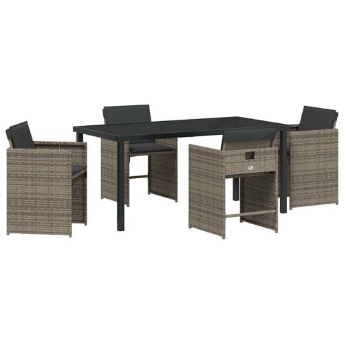 Комплект за хранене в градината 5 pcs Сив полиратан