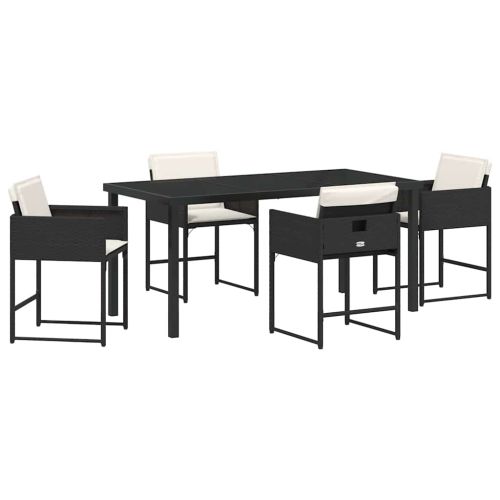 Комплект за хранене в градината 5 pcs Черно полиратан