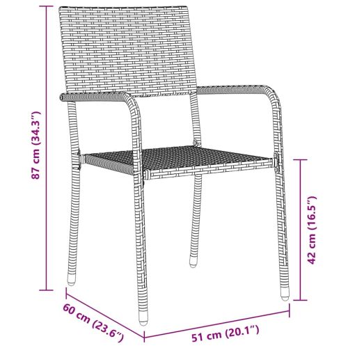 Комплект за хранене в градината 7 pcs Сив полиратан