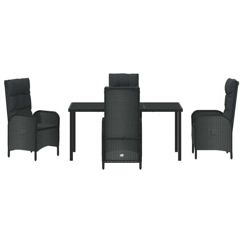 Комплект за хранене в градината 5 pcs Черно полиратан