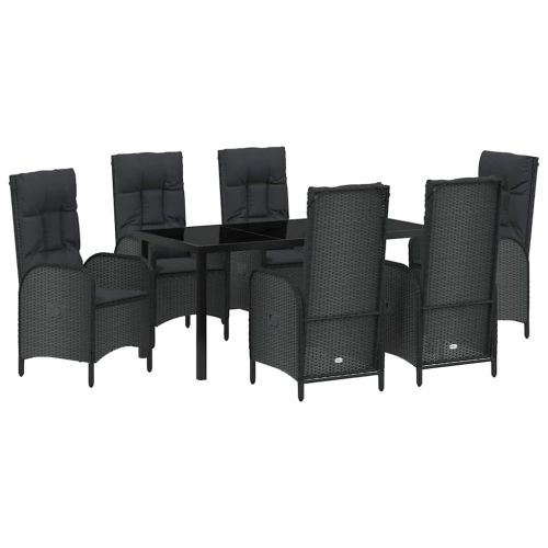 Комплект за хранене в градината 7 pcs Черно полиратан
