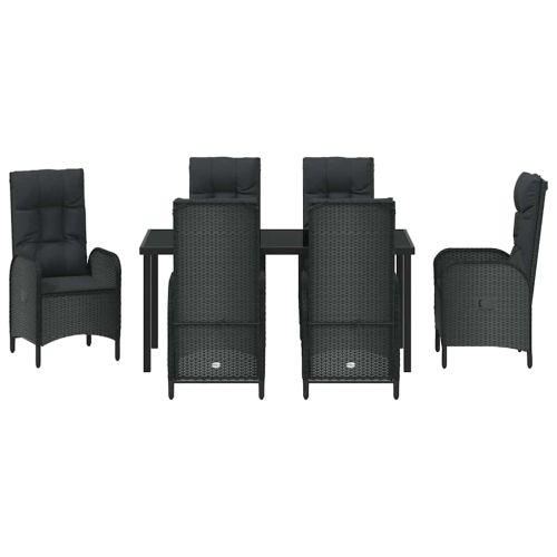 Комплект за хранене в градината 7 pcs Черно полиратан