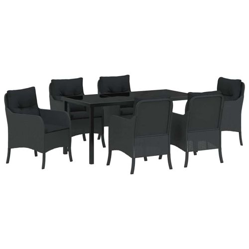 Комплект за хранене в градината 7 pcs Черно полиратан