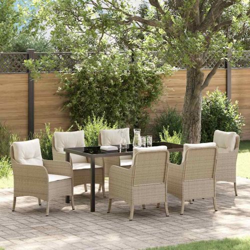 Комплект за хранене в градината 7 pcs Бежово полиратан
