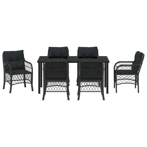 Комплект за хранене в градината 7 pcs Черно полиратан