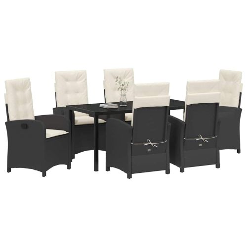 Комплект за хранене в градината 7 pcs Черно полиратан