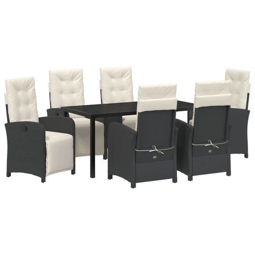 Комплект за хранене в градината 7 pcs Черно полиратан