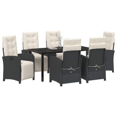Комплект за хранене в градината 7 pcs Черно полиратан
