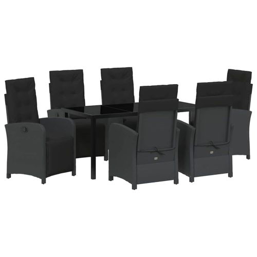 Комплект за хранене в градината 7 pcs Черно полиратан