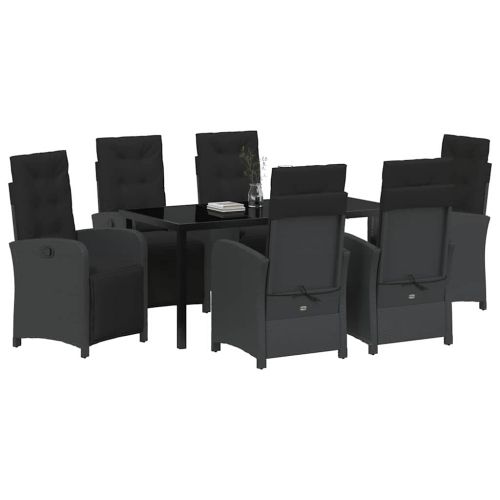 Комплект за хранене в градината 7 pcs Черно полиратан
