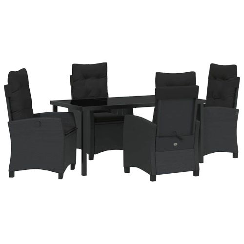 Комплект за хранене в градината 5 pcs Черно полиратан