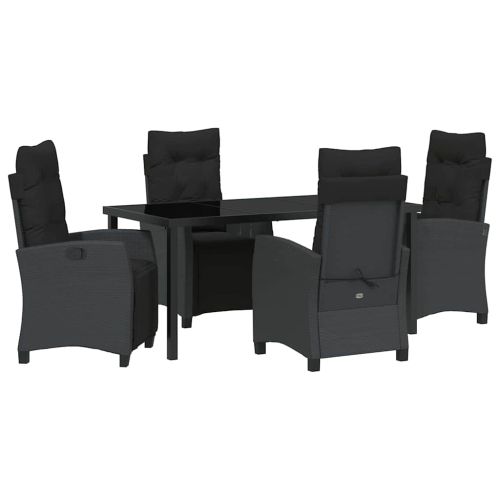 Комплект за хранене в градината 5 pcs Черно полиратан