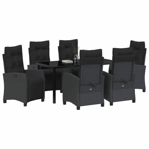 Комплект за хранене в градината 7 pcs Черно полиратан