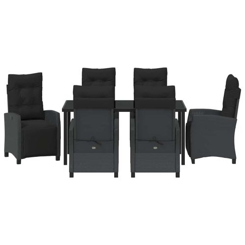 Комплект за хранене в градината 7 pcs Черно полиратан