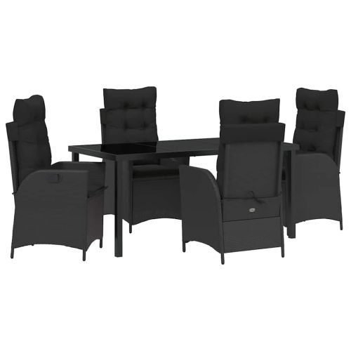 Комплект за хранене в градината 5 pcs Черно полиратан