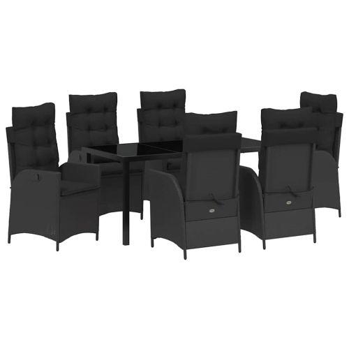 Комплект за хранене в градината 7 pcs Черно полиратан
