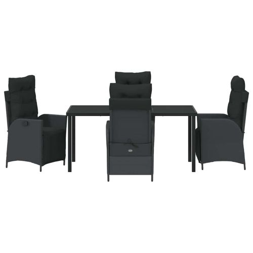 Комплект за хранене в градината 5 pcs Черно полиратан