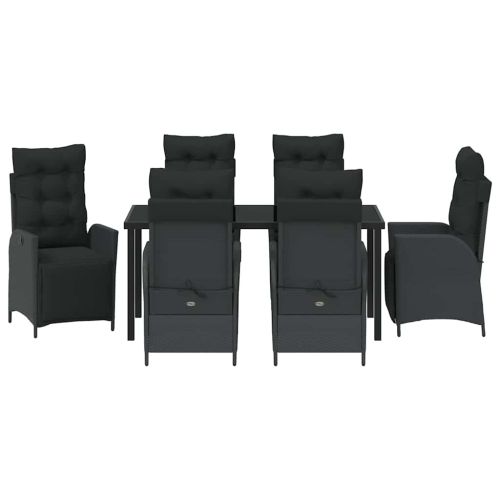 Комплект за хранене в градината 7 pcs Черно полиратан