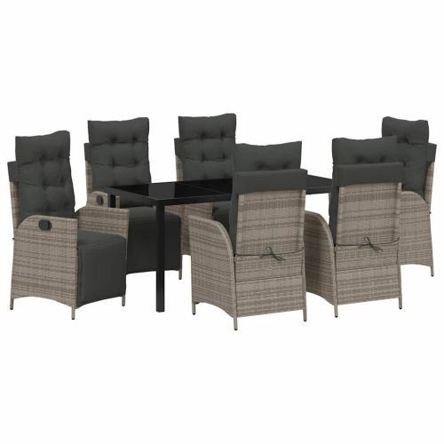 Комплект за хранене в градината 7 pcs Сив полиратан