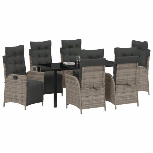 Комплект за хранене в градината 7 pcs Сив полиратан