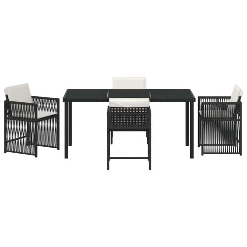 Комплект за хранене в градината 5 pcs Черно полиратан