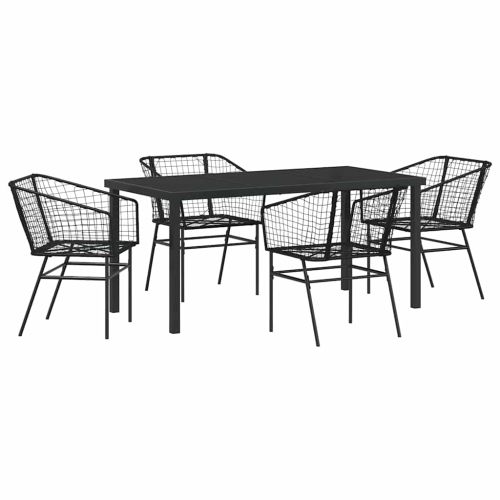 Комплект за хранене в градината 5 pcs Черно полиратан