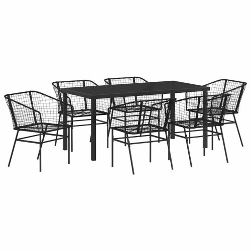 Комплект за хранене в градината 7 pcs Черно полиратан