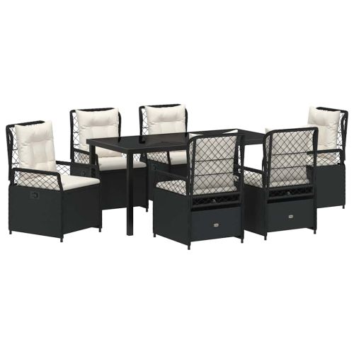Комплект за хранене в градината 7 pcs Черно полиратан