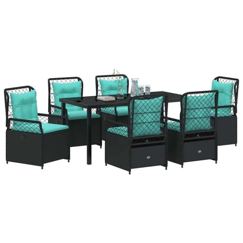 Комплект за хранене в градината 7 pcs Черно полиратан
