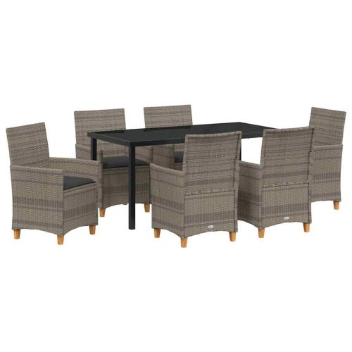Комплект за хранене в градината 7 pcs Сив полиратан
