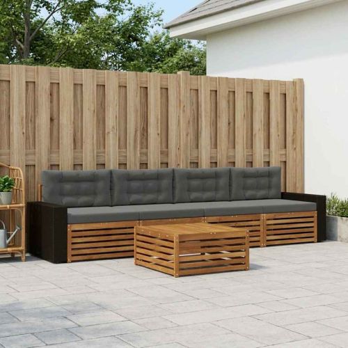 Комплект дивани за открито 5 pcs Натурален и Антрацит