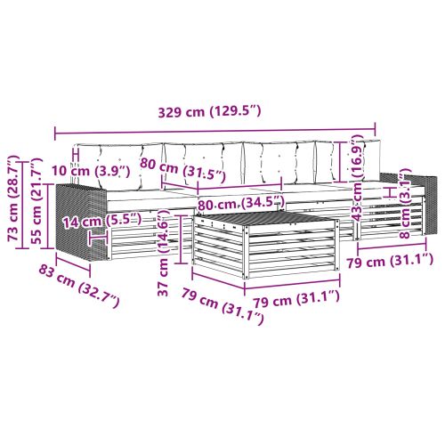 Комплект дивани за открито 5 pcs Натурален и Бежов