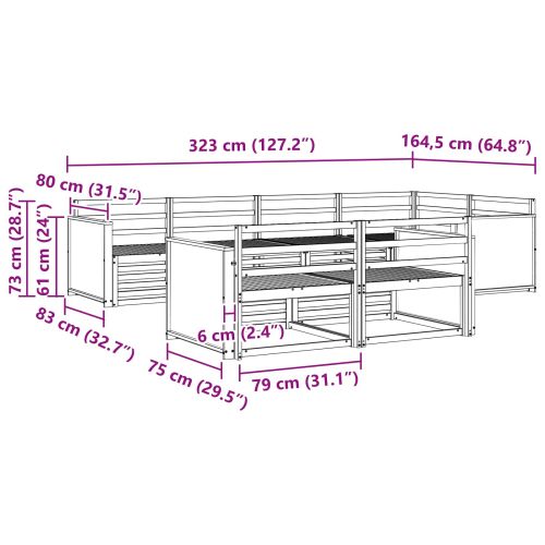Комплект дивани за открито 7 pcs Натурално