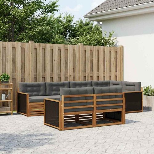 Комплект дивани за открито 7 pcs Натурален и Антрацит