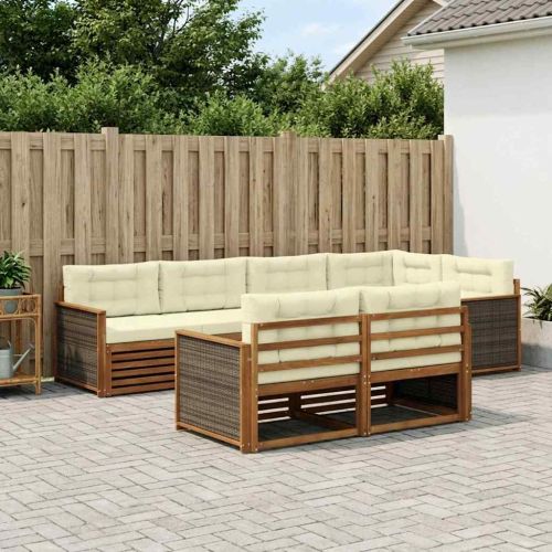 Комплект дивани за открито 7 pcs Натурален и Крема