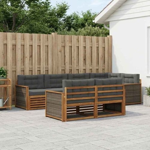 Комплект дивани за открито 7 pcs Натурален и Антрацит