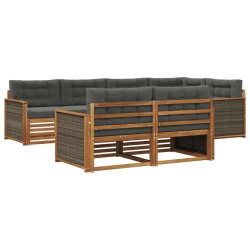 Комплект дивани за открито 7 pcs Натурален и Антрацит