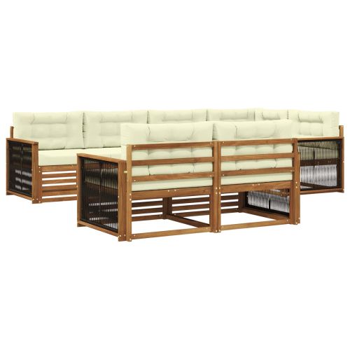 Комплект дивани за открито 7 pcs Натурален и Крема